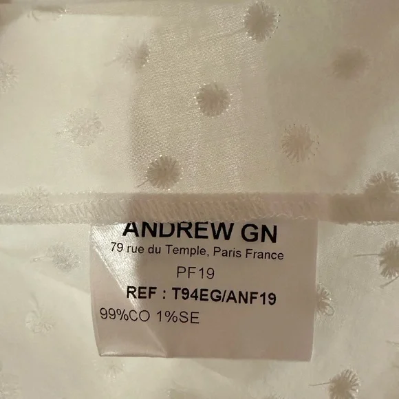 Andrew GN French Designer Swiss Dot Zip Front French Size 38 - Picture 10 of 10